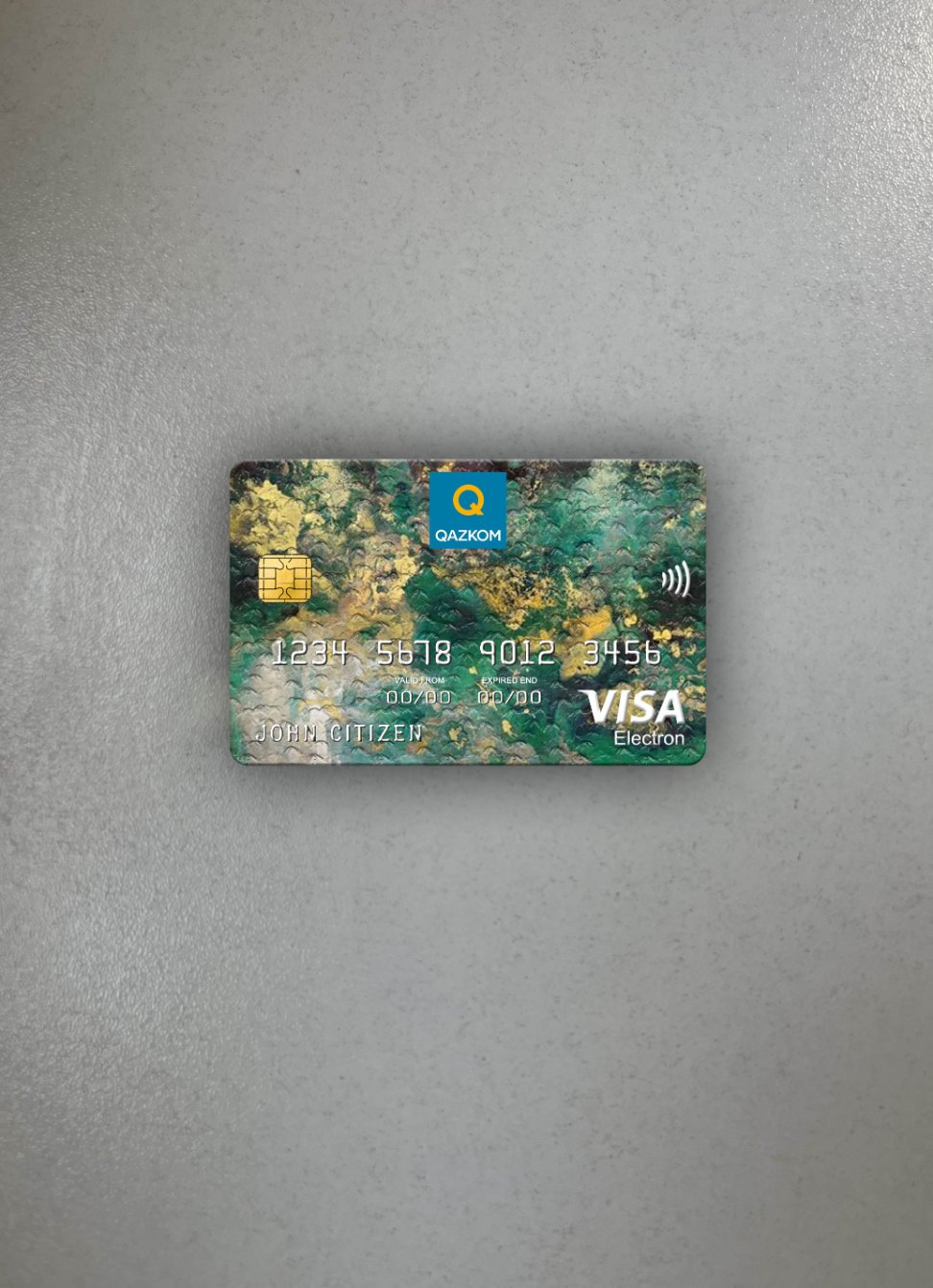 Download Kazakhstan Qazkom bank JCB bank visa electron card photolook front Photoshop template